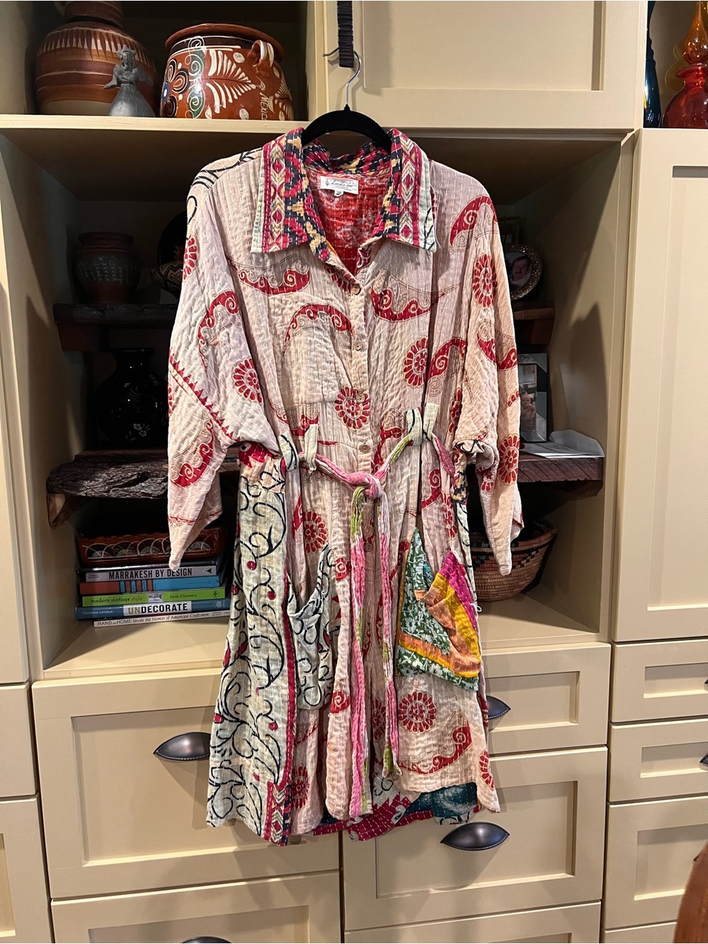 Bohemian Patchwork Romper in Cream & Red